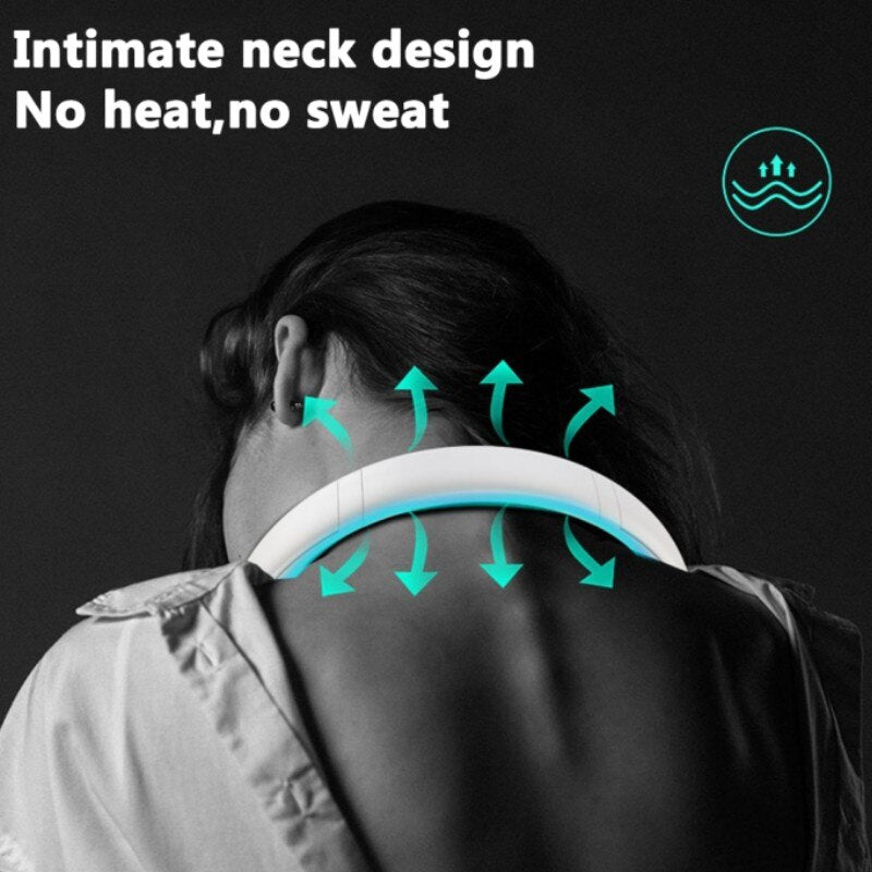 New Mini Hanging Neck Fan High Wind 3 Speed Adjustable Usb Charging Portable Quiet Super Long Life Outdoor Sports Office Camping (random Color)