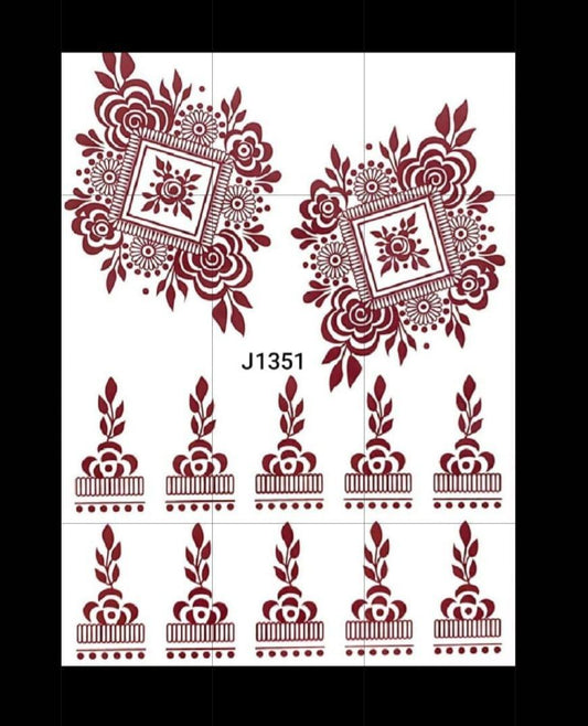 Self Adhesive Mehandi sticker - 1 piece brown design for effortless body art